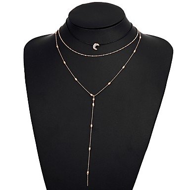 Women layered necklaces scroll moon necklace fashion necklace