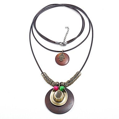 Women long layered necklaces wooden retro fashion jewelry necklace