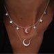 Sun Moon Star layered necklace women necklace elegant fashion jewelry