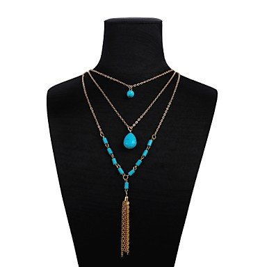 Women-layered necklace turquoise necklace woman long necklace jewelry Art