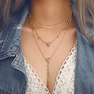 Women tassel drop necklace layered retro fashion jewelry necklace