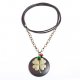 Female long necklace wooden flower, plant clover flower necklace jewelry