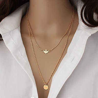 Women stratified layered necklaces, birds, animals, peace, double-layer, multi-layer durable, many ways to wear a steel necklace