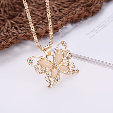 Female hollow necklace, diamond butterfly, stylish, elegant alloy necklace jewelry birthday