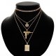 Women stratified layered necklaces, fashion, classic steel, silver 30 + 7 cm necklace jewelry daily