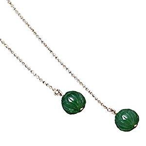 Green lotus natural stone earrings