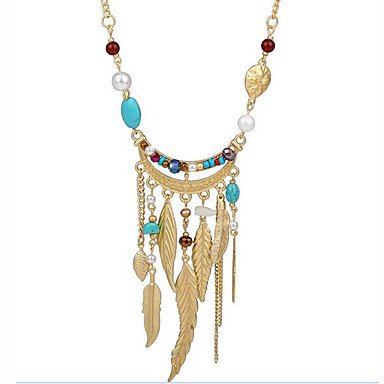 Women Turquoise jewelry crystal tassel long beaded necklace