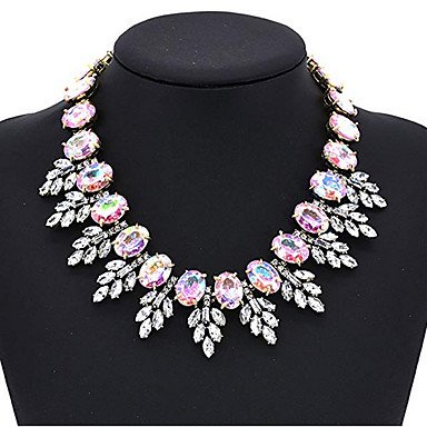 Women's Multicolor Sapphire Crystal Cubic Zirconia Drop Earrings Collar Necklace Necklace Oval Cut Leaf Statement Ladies Luxury