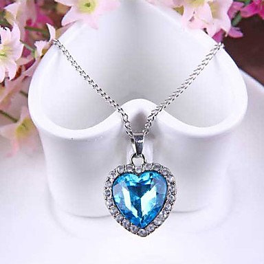 Women synthetic gemstone pendant necklace, crystal heart necklace fashion jewelry,