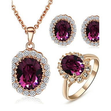 Women's Crystal High-end Crystal Jewelry Set Solitaire Oval Cut Halo Circle Exquisite Lady Crystal Cubic Zirconia Imitation Diam