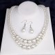 Women's Pearl Necklace Earrings Bridal Jewelry Set Double Chain Women's Double Layer Elegant Pearl Earrings Jewelry White Weddin