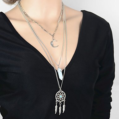 Women crystal necklace long necklace wrapped crystal dream catcher necklace personalized fashion jewelry necklace