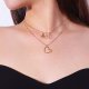 Women layered crystal monogram pendant necklace, heart, simple, fashion steel jewelry, silver jewelry necklace birthday party, e