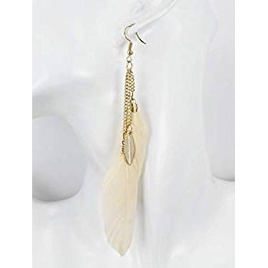 Stainless steel light peach feather earrings tassels hanging light