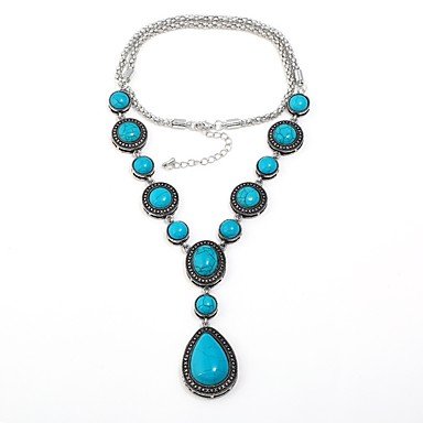 Women Turquoise jewelry pear-shaped turquoise necklace