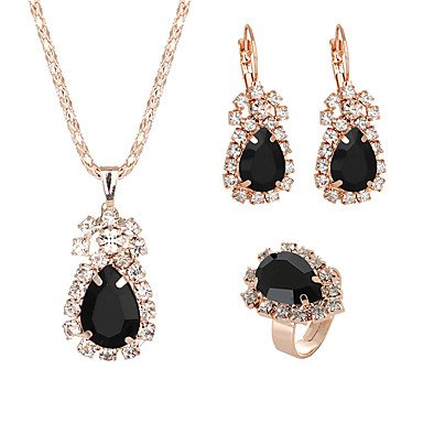 Women's Crystal Drop Earrings Pendant Necklace Bridal Jewelry Set Classic Classic Elegant Rhinestone Earrings Jewelry Red/Green/