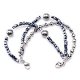 Triple Navy / silver beaded bracelet interchangeably