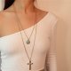 Women tiered turquoise necklace turquoise pendant necklace long necklace jewelry multilayer