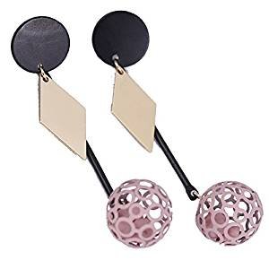 Cut out the pink ball long earrings