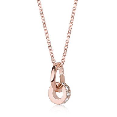 Women Long crystal pendant necklace, fashion silver, rose alloy necklace jewelry daily