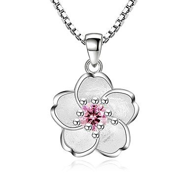 Women cubic zirconia pendant silver necklace