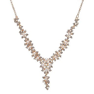 Female chain necklace, imitation pearls, rhinestones flowers, fashion alloy necklace jewelry daily