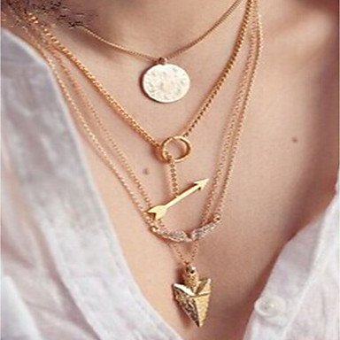 Women thick chain necklace layered necklace wrapped arrow necklace fashion jewelry necklace