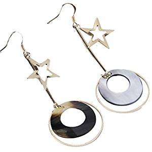 Star round shell earrings
