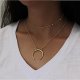 Female layered necklaces, moon, fashion alloy, silver necklace jewelry, leisure