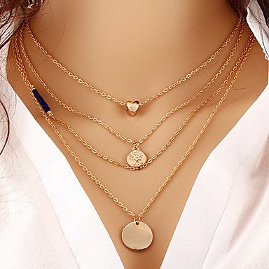 Women tiered pendant necklace, necklace, pearl, multi-layer alloy necklace jewelry, leisure