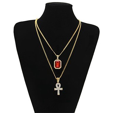 Men gemstone pendant necklace cubic zirconia key fashion jewelry necklace