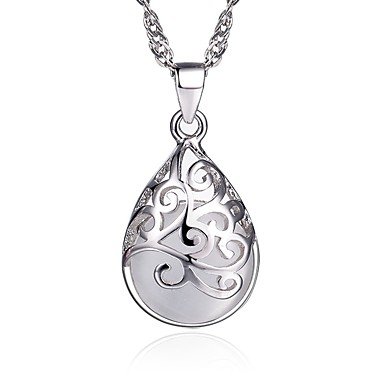 Synthetic female egg stone egg stone beads necklace, sterling silver, silver, fashion, jewelry necklace, leisure