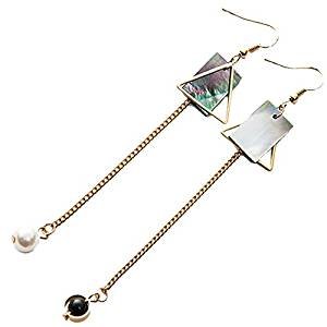 Geometric triangle shell earrings