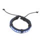 Surf style artificial leather woven bracelet hand - blue and white