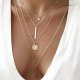 Female geometric layered necklace wrapped necklace dress necklace jewelry