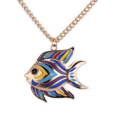 Colorful fish pendant necklace fashion jewelry silver necklace