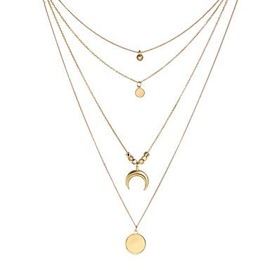 Women stratified layered necklaces, Crescent Moon, alloy necklaces jewelry