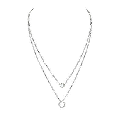 Female layered necklace, long necklace, simple, basic steel, silver necklace jewelry daily, appointments