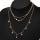 Women stratified layered necklaces, moon, basic, multi-layer steel, silver necklace jewelery daily