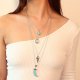 Women tiered pendant necklace retro long necklace moon necklace jewelry