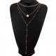 Women layered necklace beads hanging minimalist style multi-layer fashion jewelry necklace