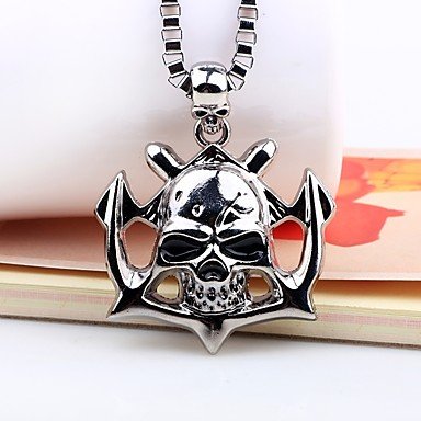 Men pendant necklace, skull fashion, silver necklace jewelry, go out