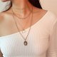 Women slice long necklace multi-layer cross necklace crescent moon