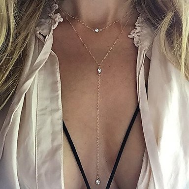 Women cubic zirconia tassel necklace layered lasso, Fangzuan, tassels, fashion handmade alloy necklace jewelry, birthday gift