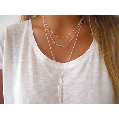 Woman crystal beaded pendant necklace, simple, stylish silver, alloy necklace jewelry, leisure