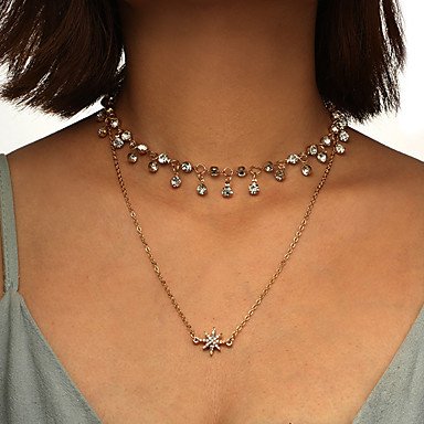 Cubic zirconia necklace double female strap wrapped necklace necklace necklace ornament Mercury