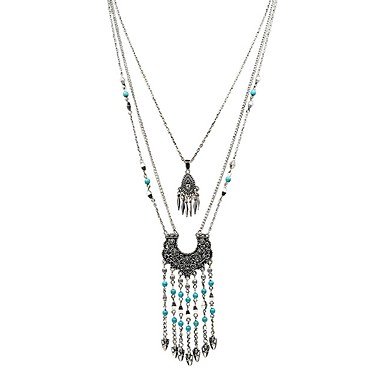 Women Turquoise tassel pendant necklace lovely necklace jewelry