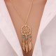 Women turquoise pendant necklace jewelry feather tassels