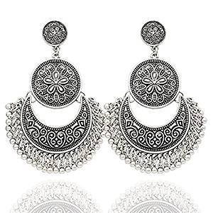 Gypsy earrings ethnic jewelry antique vintage earrings tribal earrings flower print women and girls