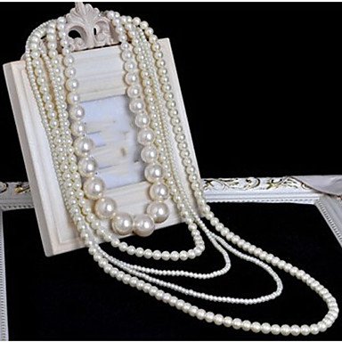 Women long layered necklace, pearl chain, long necklace, pearls, bridal, multi-layer long necklace jewelry weddings, parties, sp